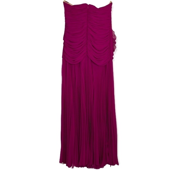 DAYMOR COUTURE 811SC RUFFLE FLORAL ACCENTED SWEETHEART PLEATED STRAPLESS GOWN - Picture 3 of 13